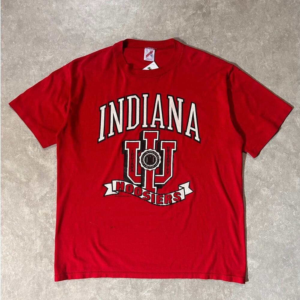90's Vintage Indiana Hoosiers Big Print Red T-Shirt -XL